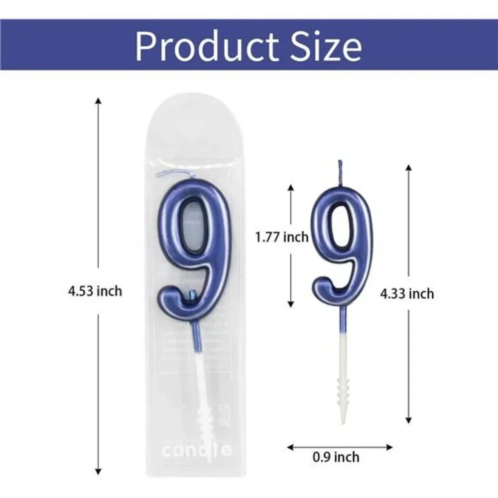 Blue Numeral Birthday Candles - Cake Numeric Candles Number 0 1 2 3 4 5 6 7 8 9